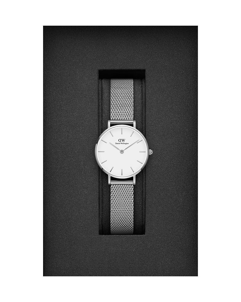  Shop Authentic Daniel Wellington Petite Sterling White Dial Silver Mesh Bracelet Watch For Women - DW00100220 - Luxxuri