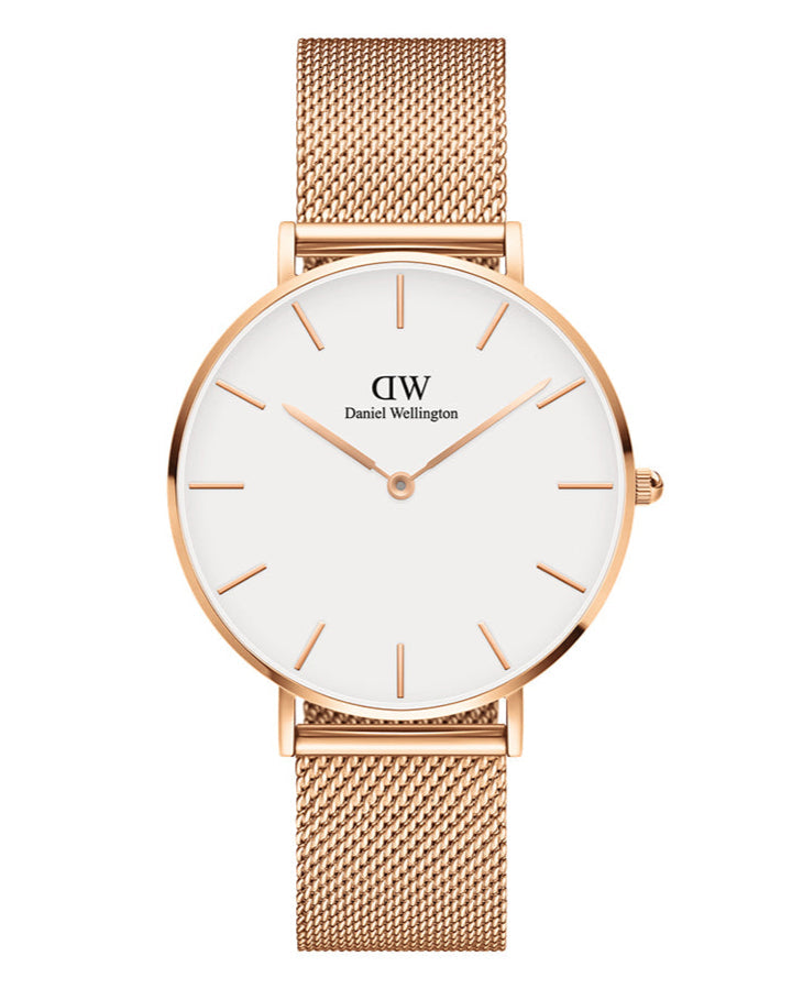  Shop Authentic Daniel Wellington Petite Melrose White Dial Rose Gold Mesh Strap Watch For Women - DW00100305 - Luxxuri