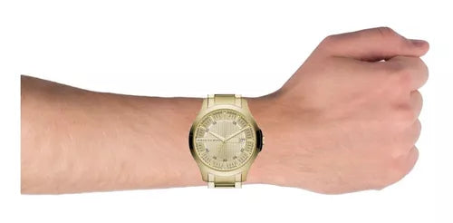 Armani Exchange Hampton Chronograph Gold Dial Gold Steel Strap Watch For Men - AX2415