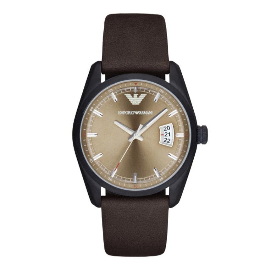  Shop Authentic Emporio Armani Sportivo Chronograph Beige Dial Brown Leather Strap Watch For Men - AR6081 - Luxxuri