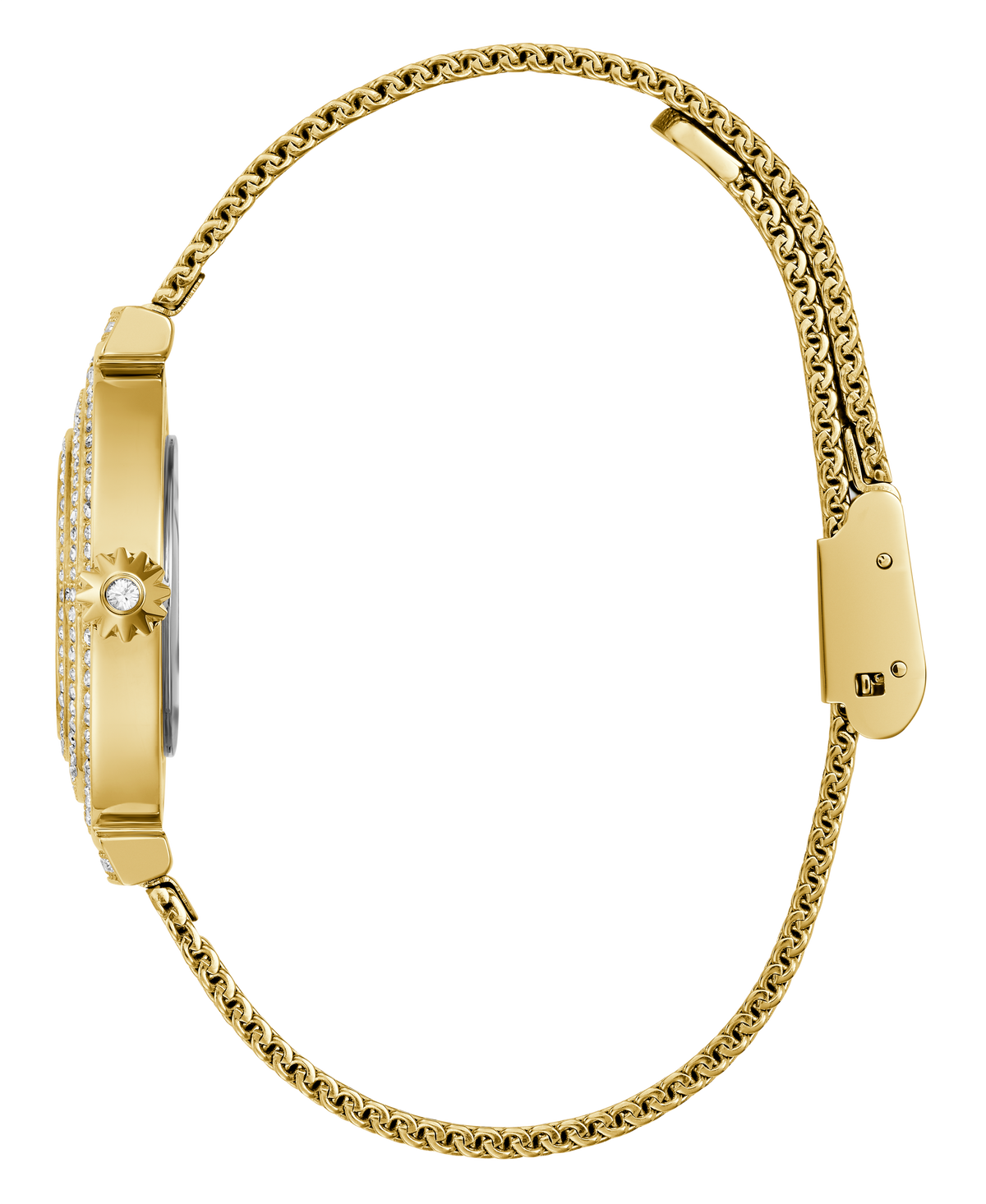 Guess Dream Quartz Gold Dial Gold Mesh Strap Watch For Women - GW0550L2