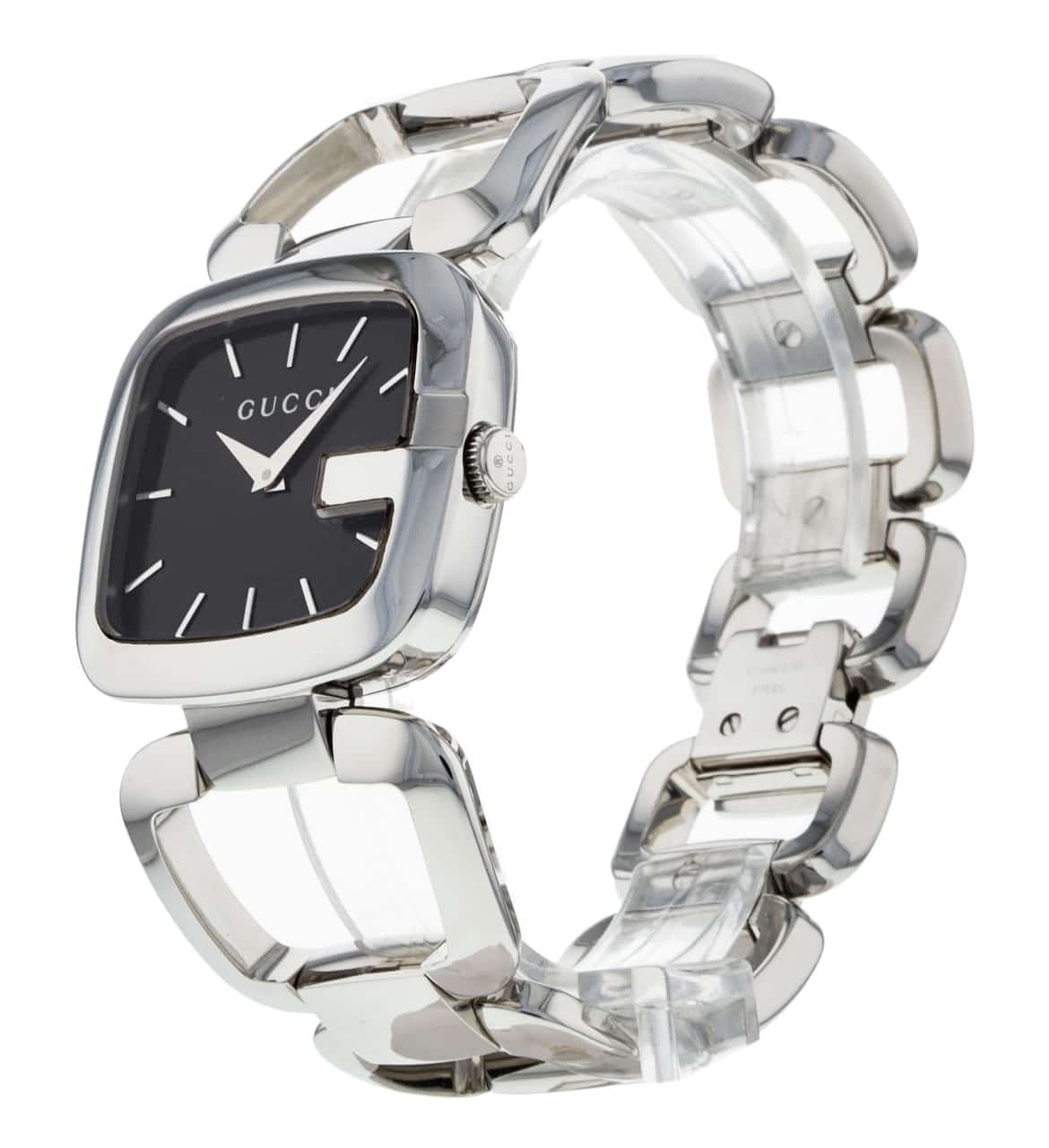 Gucci G Gucci Black Dial Silver Steel Strap Watch For Women - YA125407