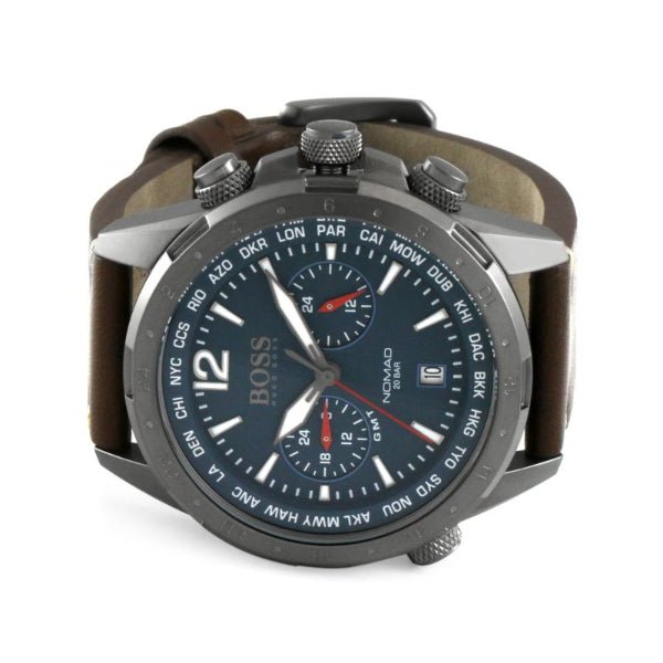  Shop Authentic Hugo Boss Nomad Blue Dial Brown Leather Strap Watch for Men - 1513773 - Luxxuri