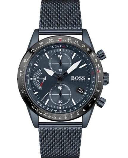 Hugo Boss Pilot Edition Chronograph Blue Dial Blue Mesh Bracelet Watch for Men - 1513887