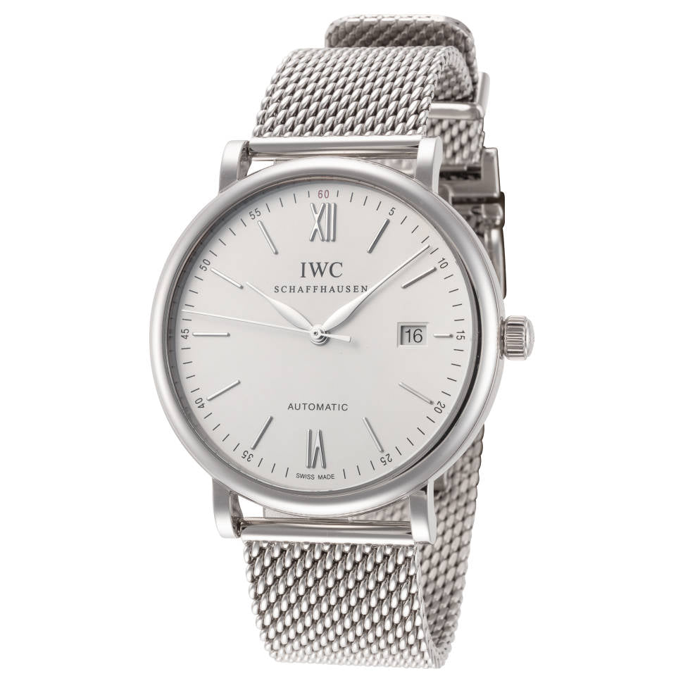  Shop Authentic IWC Portofino Automatic White Dial Silver Mesh Bracelet Watch for Men - IW356505 - Luxxuri