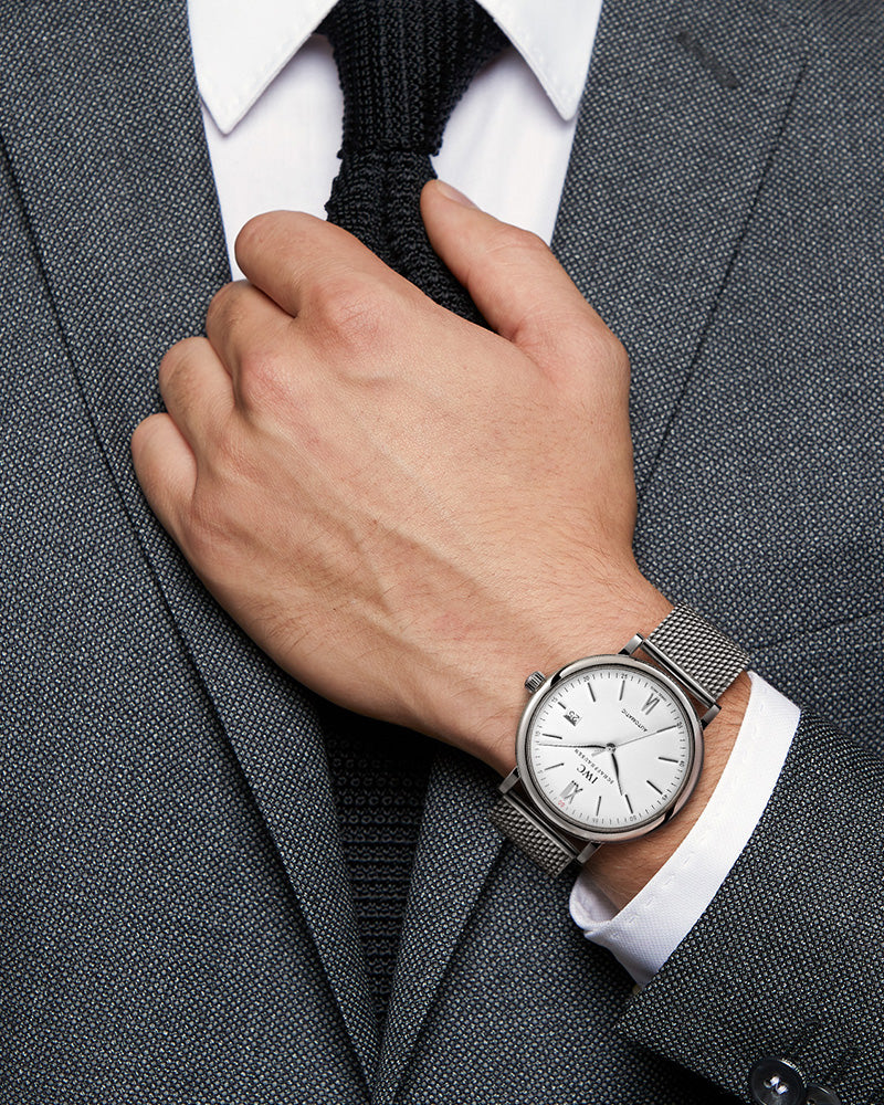  Shop Authentic IWC Portofino Automatic White Dial Silver Mesh Bracelet Watch for Men - IW356505 - Luxxuri