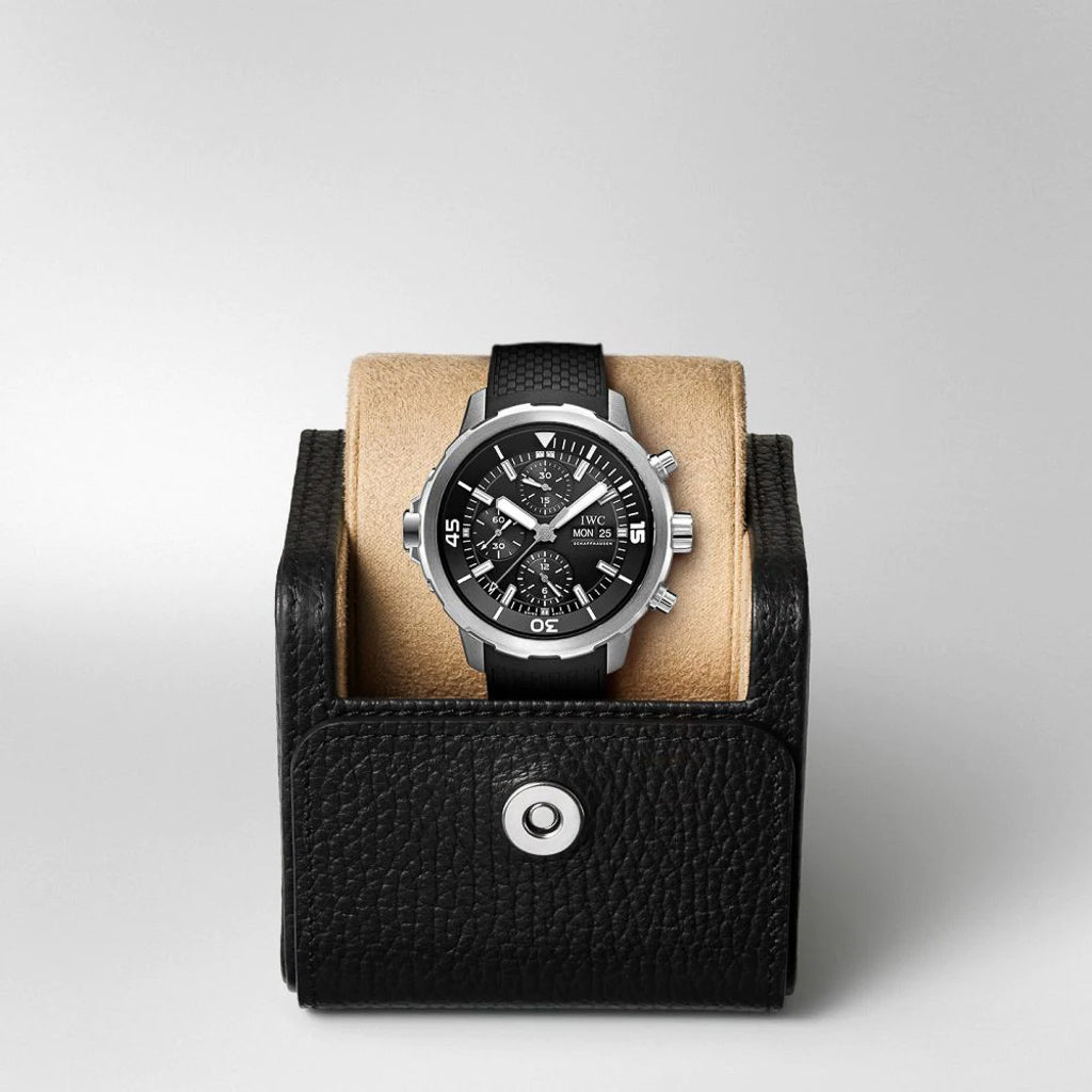  Shop Authentic IWC Aquatimer Chronograph Black Dial Black Leather Strap Watch for Men - IW376803 - Luxxuri