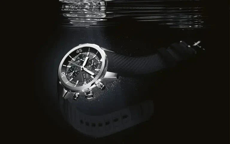  Shop Authentic IWC Aquatimer Chronograph Black Dial Black Leather Strap Watch for Men - IW376803 - Luxxuri