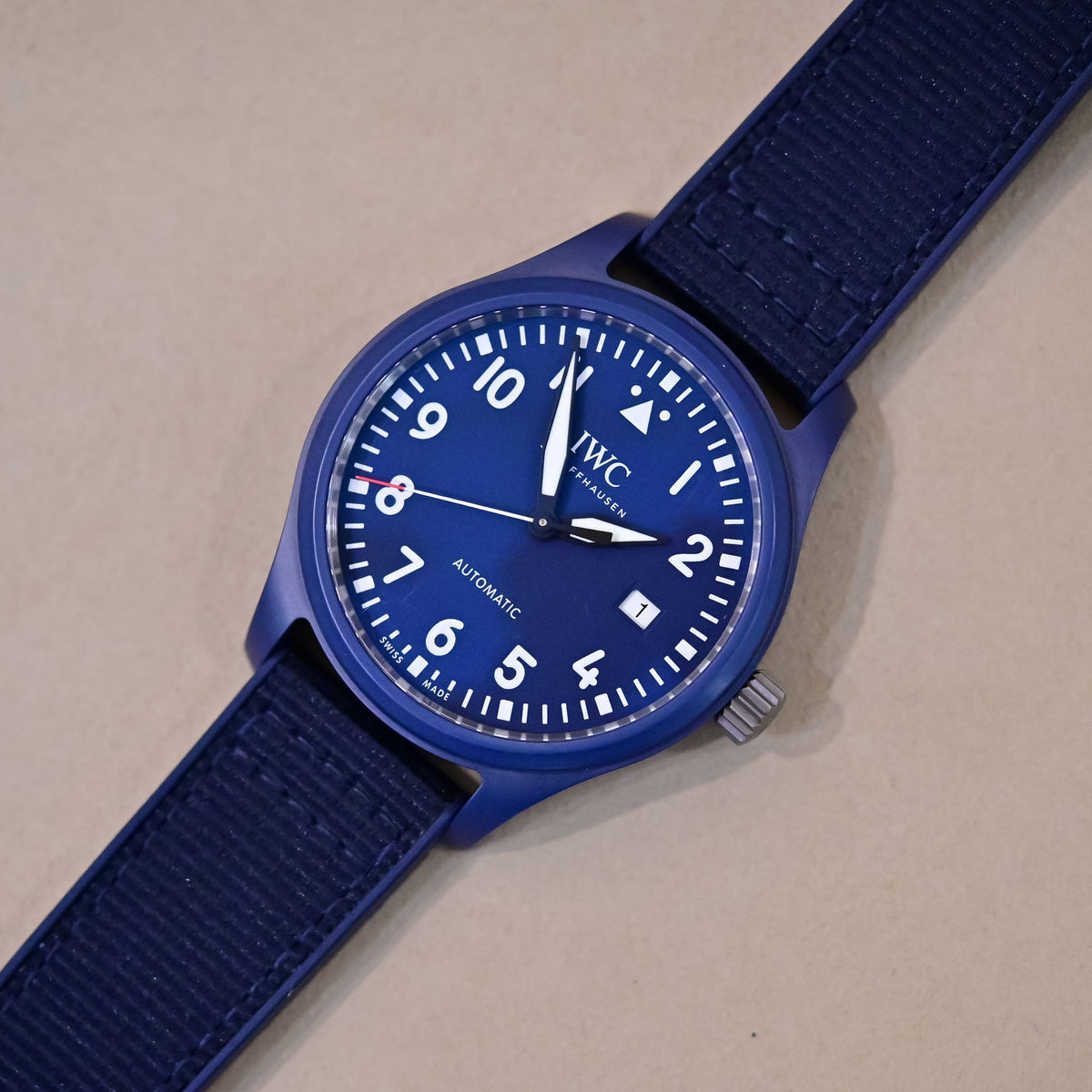  Shop Authentic IWC Pilot’s Watch Automatic "Laureus Sport for Good" Edition Blue Dial Blue Nylon Strap Watch for Men - IW328101 - Luxxuri