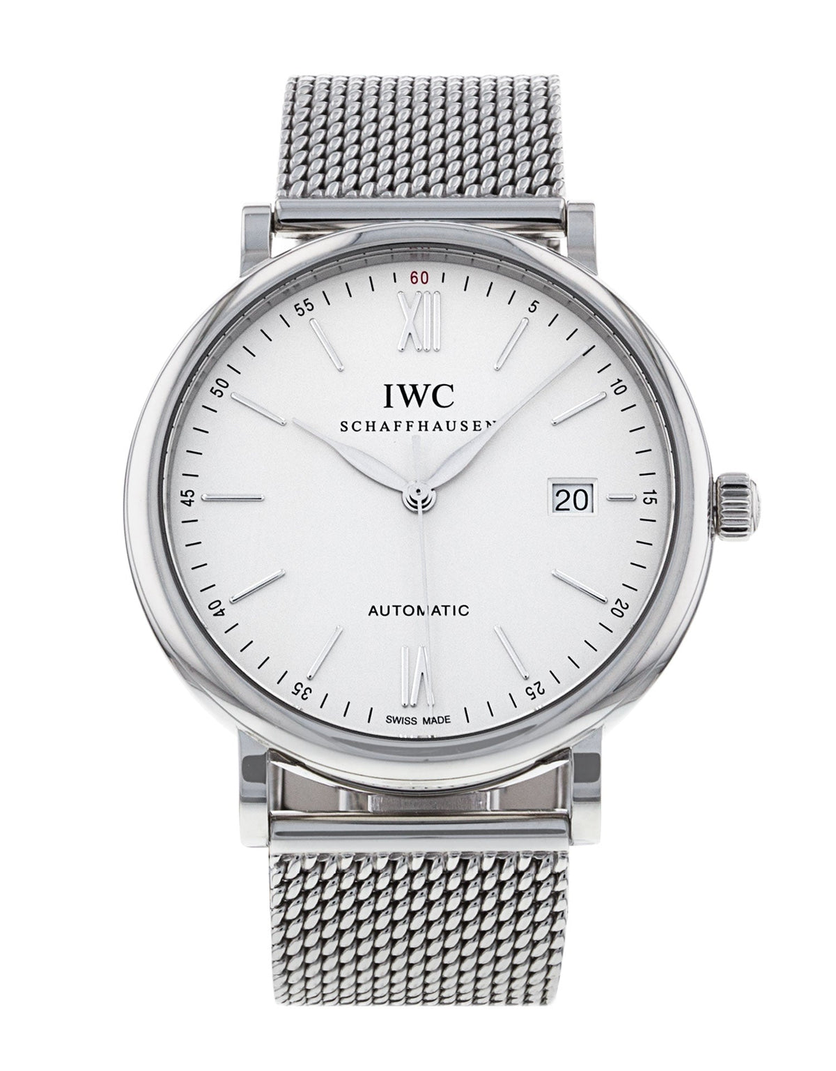  Shop Authentic IWC Portofino Automatic White Dial Silver Mesh Bracelet Watch for Men - IW356505 - Luxxuri