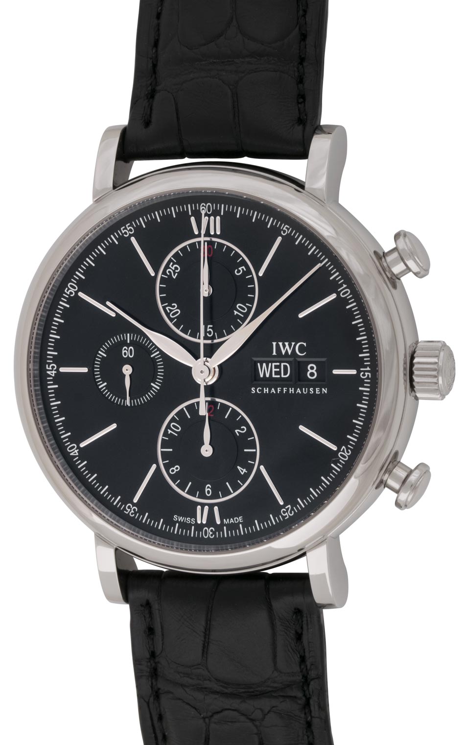  Shop Authentic IWC Portofino Chronograph Black Dial Black Leather Strap Watch for Men - IW391008 - Luxxuri