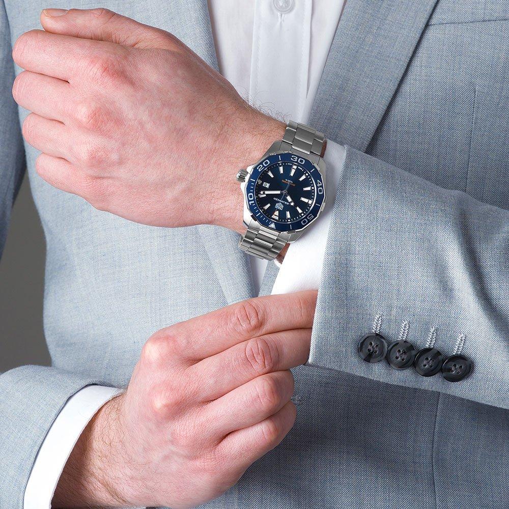  Shop Authentic Tag Heuer Aquaracer Blue Dial Quartz Silver Steel Strap Watch for Men - WAY111C.BA0928 - Luxxuri