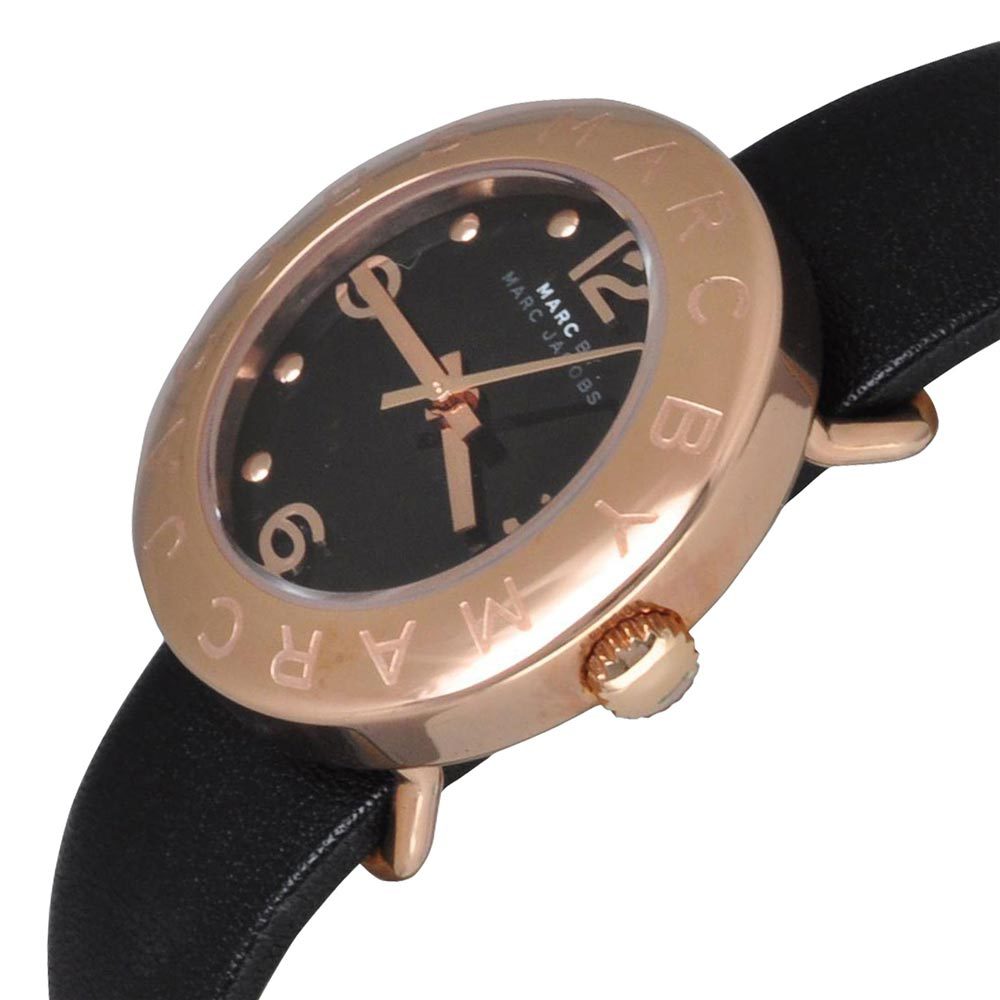  Shop Authentic Marc Jacobs Amy Black Dial Black Leather Strap Watch for Women - MBM1225 - Luxxuri