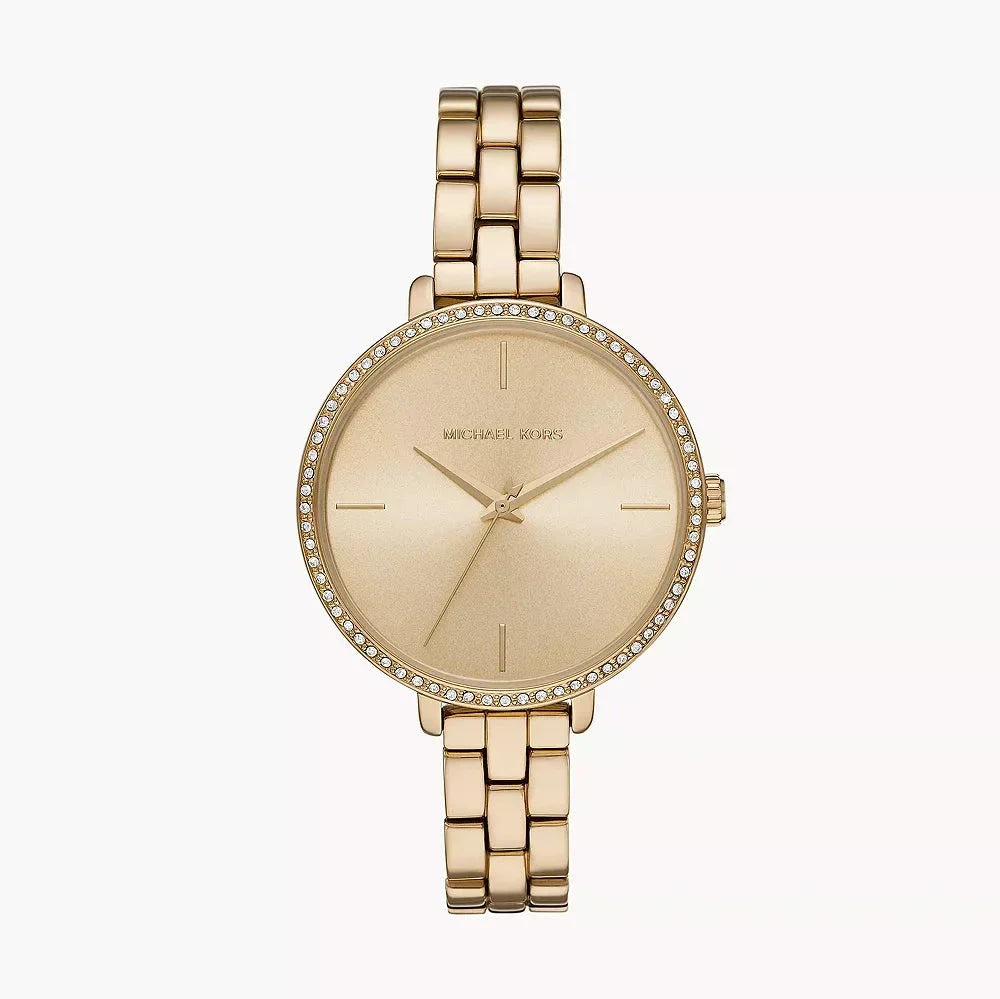 Michael Kors Charley Three-Hand Quartz Gold Dial Gold Steel Strap Watch for Women - MK4399