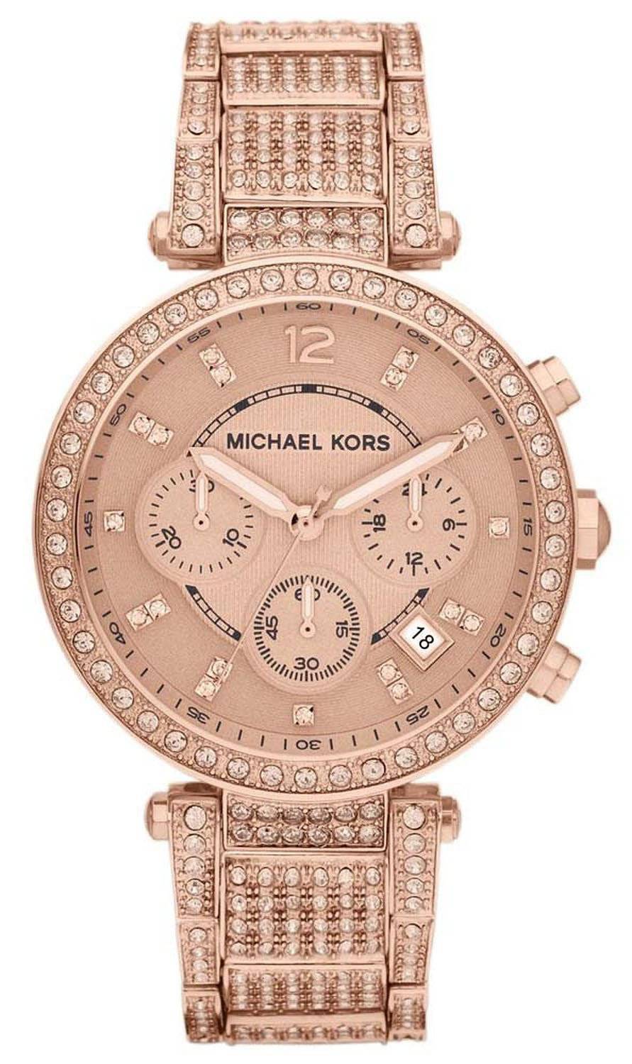  Shop Authentic Michael Kors Uptown Glam Parker Chronograph Rose Gold Dial Steel Strap Watch for Women - MK5663 - Luxxuri