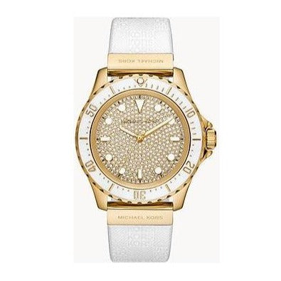  Shop Authentic Michael Kors Everest Analog Gold Dial White Silicone Strap Watch For Women - MK7357 - Luxxuri
