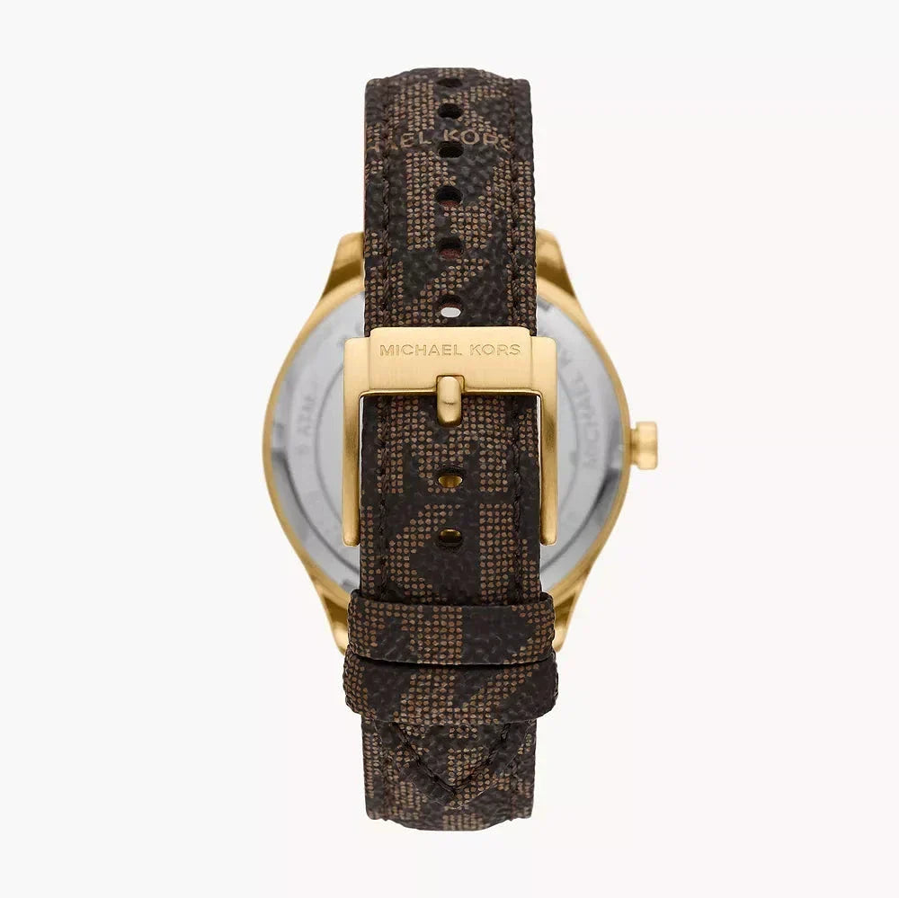  Shop Authentic Michael Kors Benning Three Hand Gold Dial Brown Leather Strap Watch For Men - MK8931 - Luxxuri