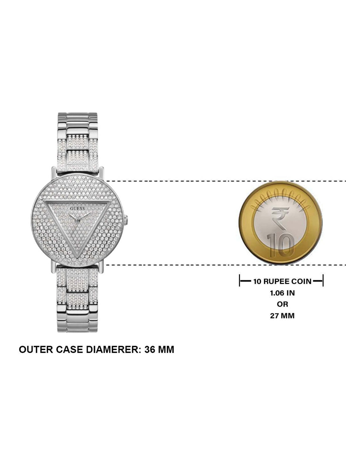 Guess Trend Diamonds Silver Dial Silver Steel Strap Watch for Women - GW0512L1
