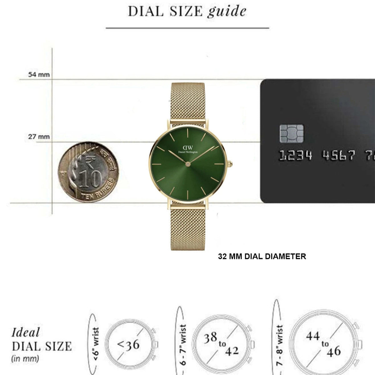  Shop Authentic Daniel Wellington Petite Emerald Green Dial Gold Mesh Strap Watch For Women - DW00100480 - Luxxuri