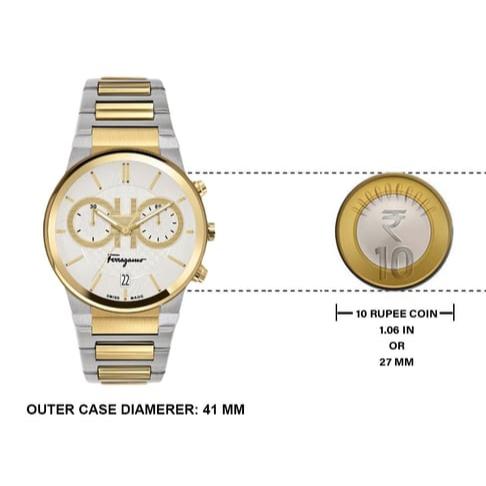  Shop Authentic Salvatore Ferragamo F-80 Classic White Dial Two Tone Steel Strap Watch for Men - SFME00821 - Luxxuri