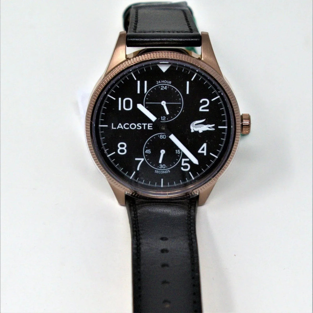 Lacoste Continental Black Dial Black Leather Strap Watch for Men - 2011042