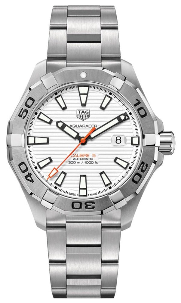  Shop Authentic Tag Heuer Aquaracer Calibre 5 Automatic White Dial Silver Steel Strap Watch for Men - WAY2013.BA0927 - Luxxuri