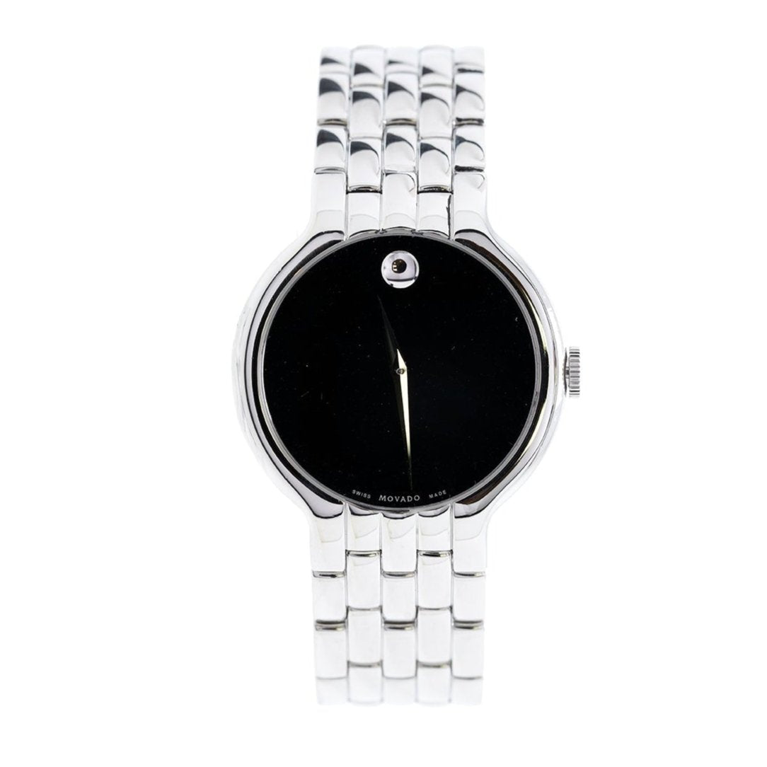  Shop Authentic Movado Classic Quartz Black Dial Silver Steel Strap Watch for Men - 0606337 - Luxxuri