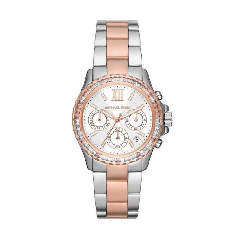  Shop Authentic Michael Kors Everest Chronograph White Dial Two Tone Steel Strap Watch For Women - MK7214 - Luxxuri