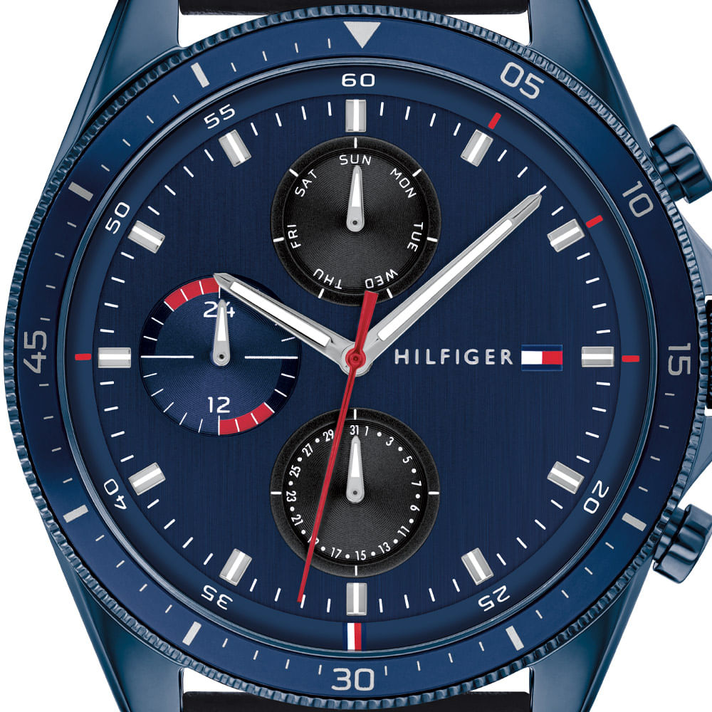  Shop Authentic Tommy Hilfiger Parker Chronograph Quartz Blue Dial Blue Leather Strap Watch For Men - 1791839 - Luxxuri