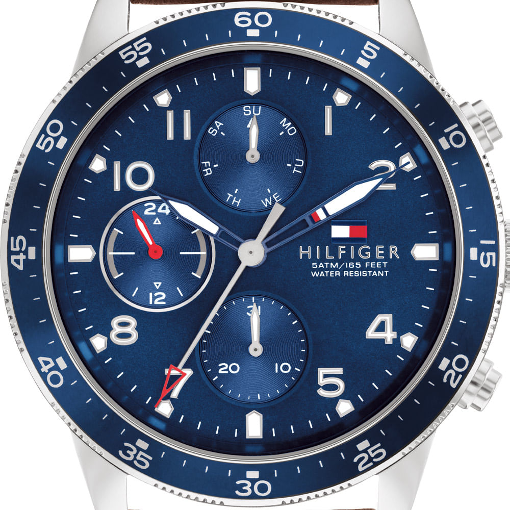  Shop Authentic Tommy Hilfiger Jimmy Chronograph Quartz Blue Dial Brown Leather Strap Watch For Men - 1791946 - Luxxuri