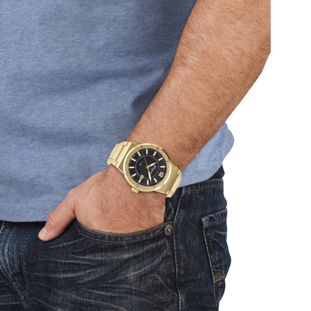  Shop Authentic Salvatore Ferragamo F-80 Classic Black Dial Gold Steel Strap Watch for Men - SFHY00821 - Luxxuri