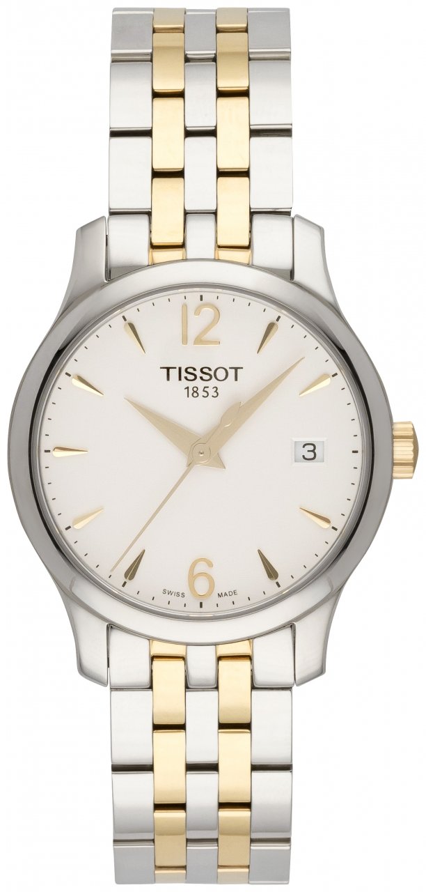  Shop Authentic Tissot T Classic Tradition White Dial Two Tone Mesh Bracelet Watch for Women - T063.210.22.037.00 - Luxxuri