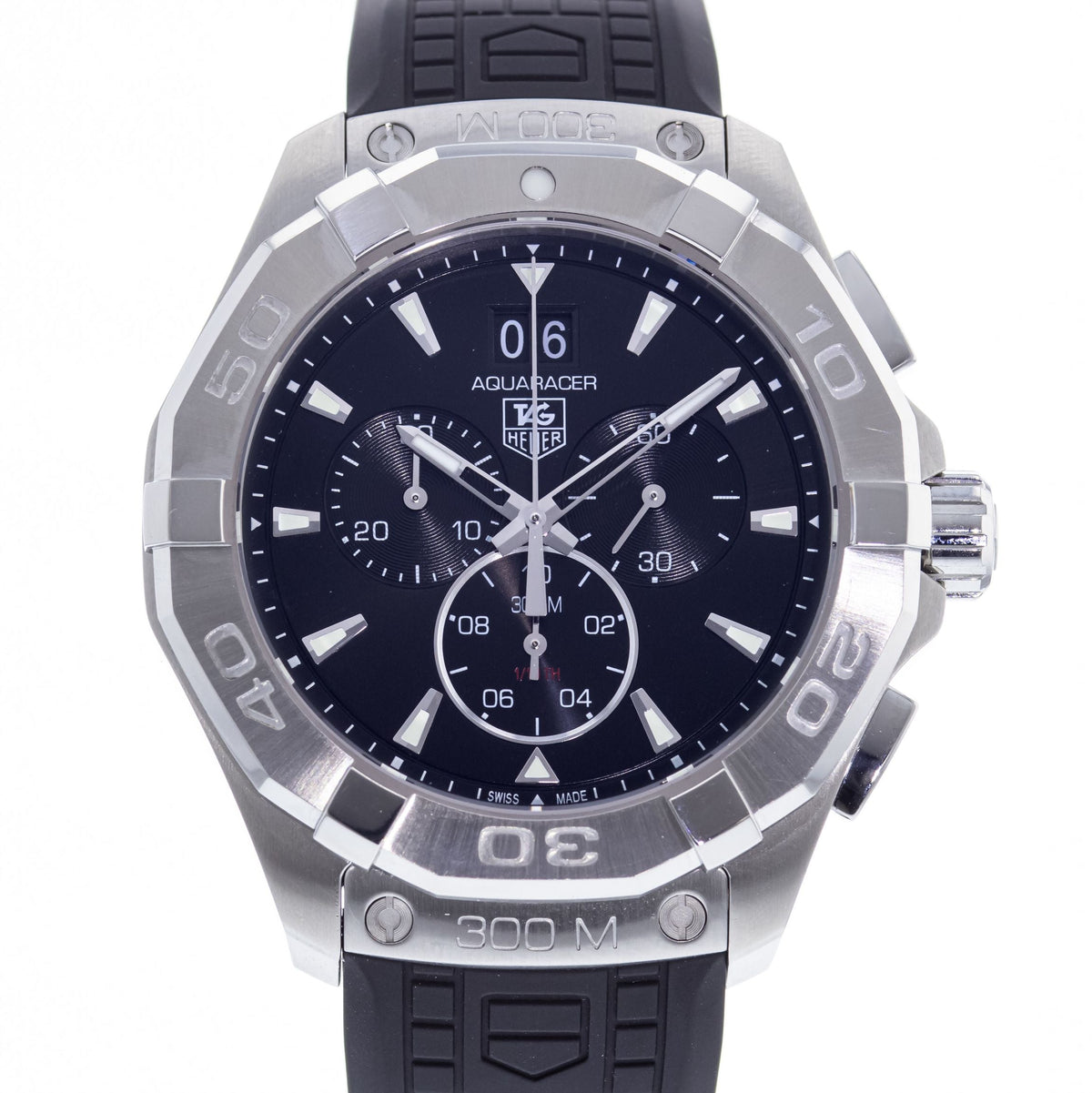  Shop Authentic Tag Heuer Aquaracer Chronograph Black Dial Black Rubber Strap Watch for Men - CAY1110.FT6041 - Luxxuri
