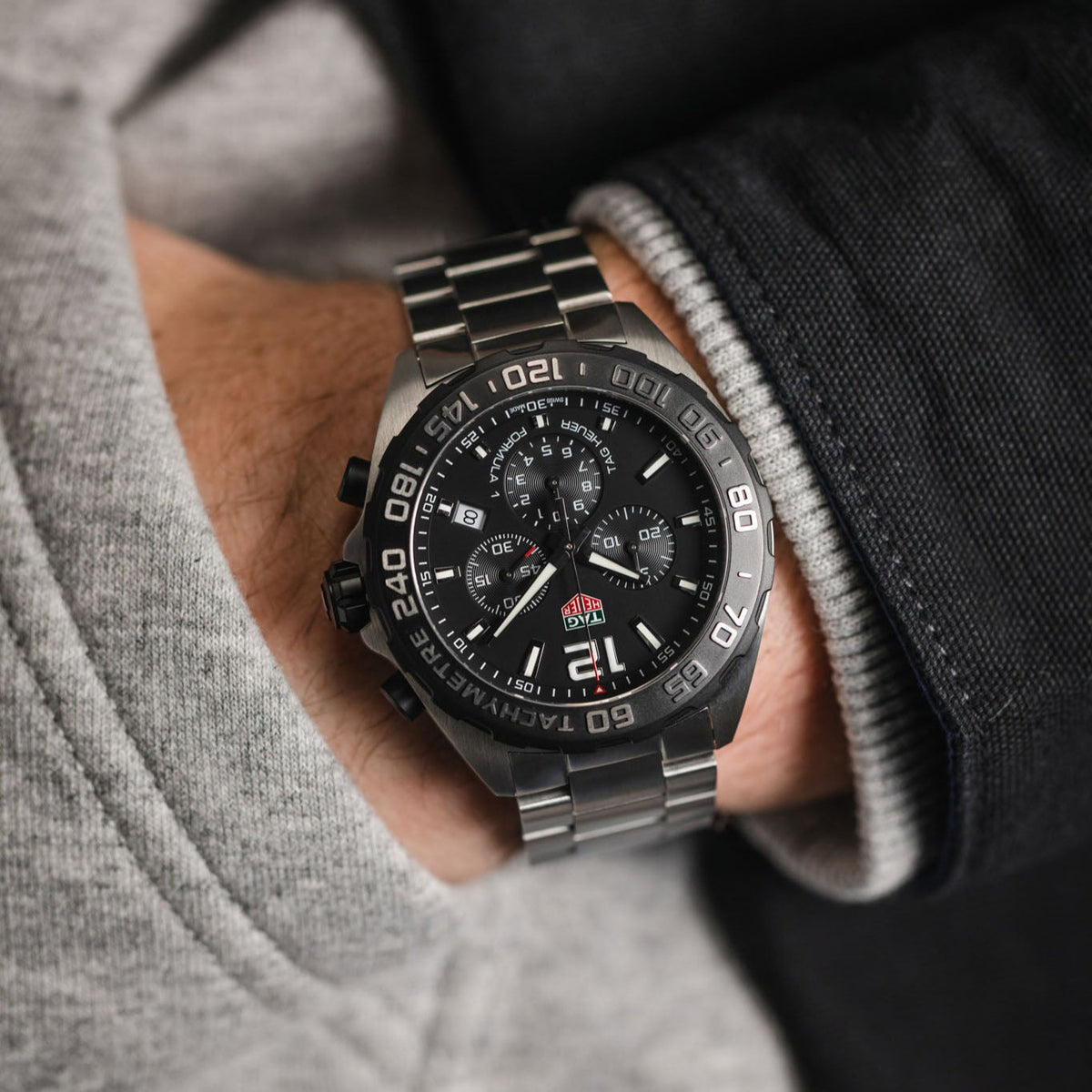  Shop Authentic Tag Heuer Formula 1 Chronograph Black Dial Silver Steel Strap Watch for Men - CAZ1010.BA0842 - Luxxuri