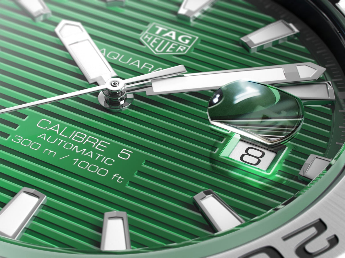 Shop Authentic Tag Heuer Aquaracer Calibre 5 Automatic Green Dial Silver Steel Strap Watch for Men - WAY2015.BA0927 - Luxxuri