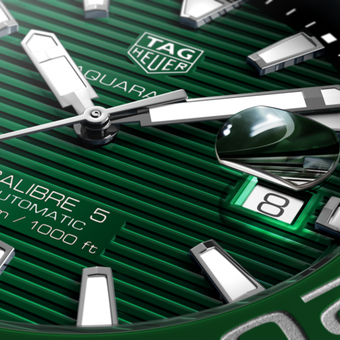  Shop Authentic Tag Heuer Aquaracer Calibre 5 Green Dial Silver Steel Strap Watch for Men - WAY201S.BA0927 - Luxxuri