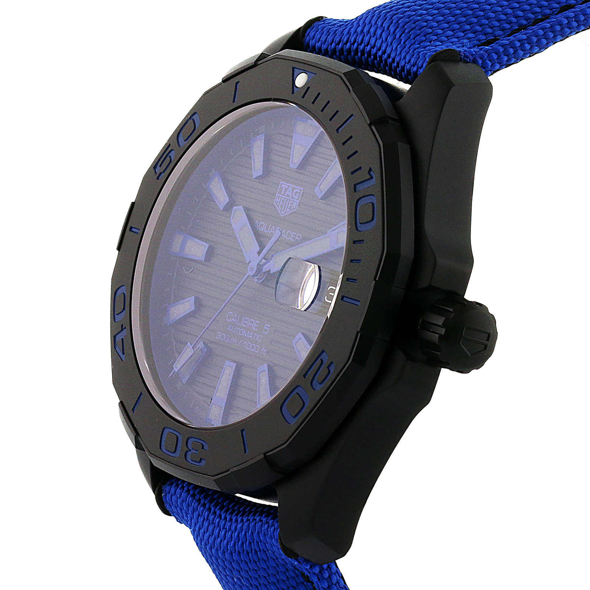  Shop Authentic Tag Heuer Aquaracer Calibre 5 Automatic Titanium Blue Dial Blue Nylon Strap Watch for Gents - WAY208B.FC6382 - Luxxuri