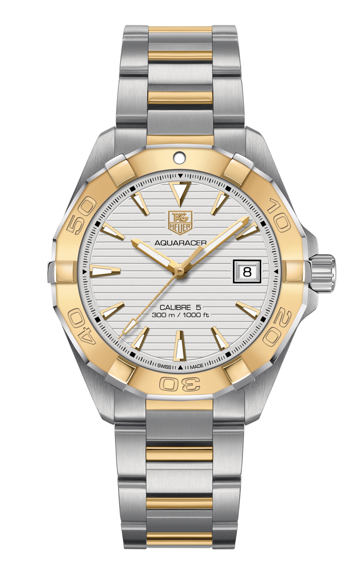  Shop Authentic Tag Heuer Aquaracer Automatic White Dial Two Tone Steel Strap Watch for Men - WAY2151.BD0912 - Luxxuri
