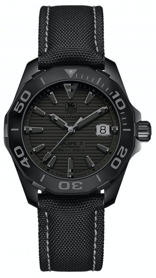  Shop Authentic Tag Heuer Aquaracer 300 Swiss Limited Edition Black Dial Black Nylon Strap Watch for Men - WAY218B.FC6364 - Luxxuri