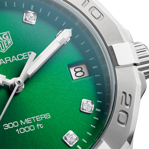  Shop Authentic Tag Heuer Aquaracer Diamonds Emerald Green Dial Watch for Women - WBD1316.BA0740 - Luxxuri