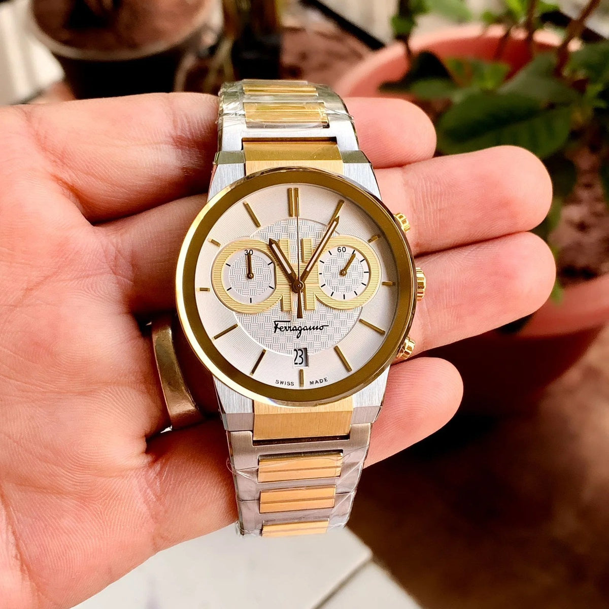  Shop Authentic Salvatore Ferragamo F-80 Classic White Dial Two Tone Steel Strap Watch for Men - SFME00821 - Luxxuri
