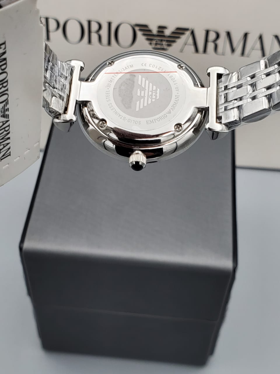  Shop Authentic Emporio Armani Gianni T Bar Dark Blue Dial Silver Stainless Steel Watch For Women - AR11091 - Luxxuri