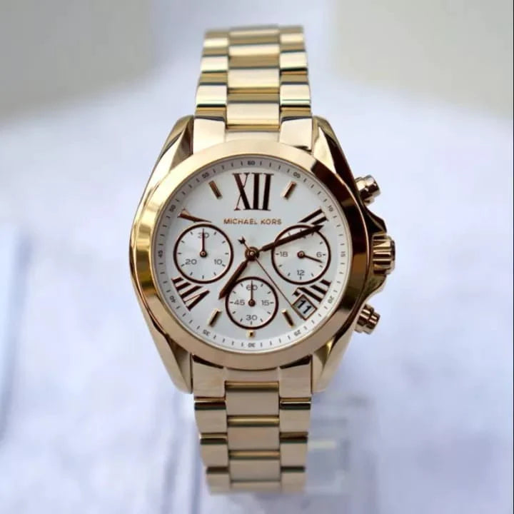 Michael Kors Lexington Quartz Gold Dial Gold Steel Strap Watch For Women - MK6267