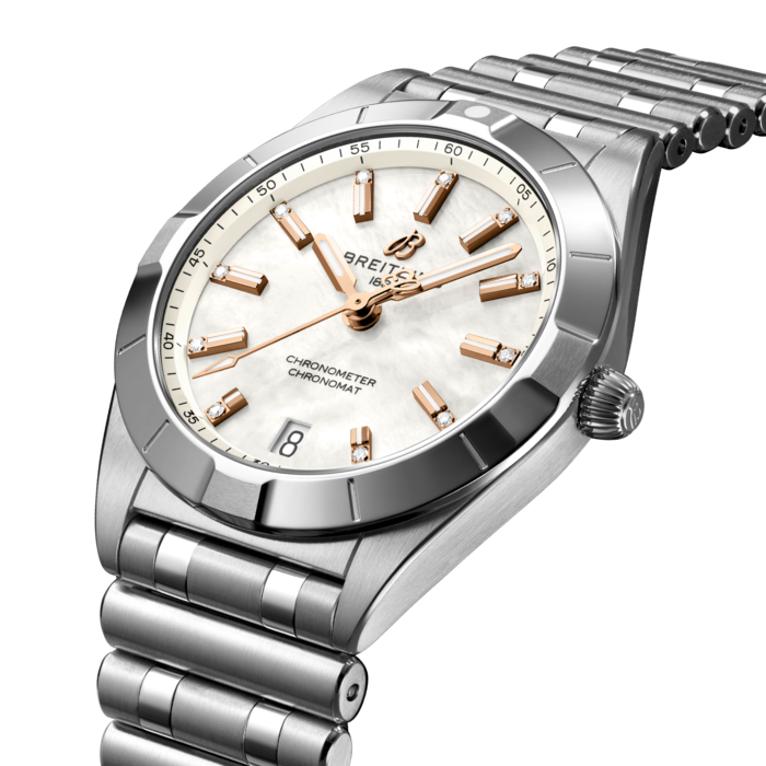 Breitling Chronomat 32 Mother of Pearl Dial Silver Steel Strap Watch for Women - A77310101A4A1