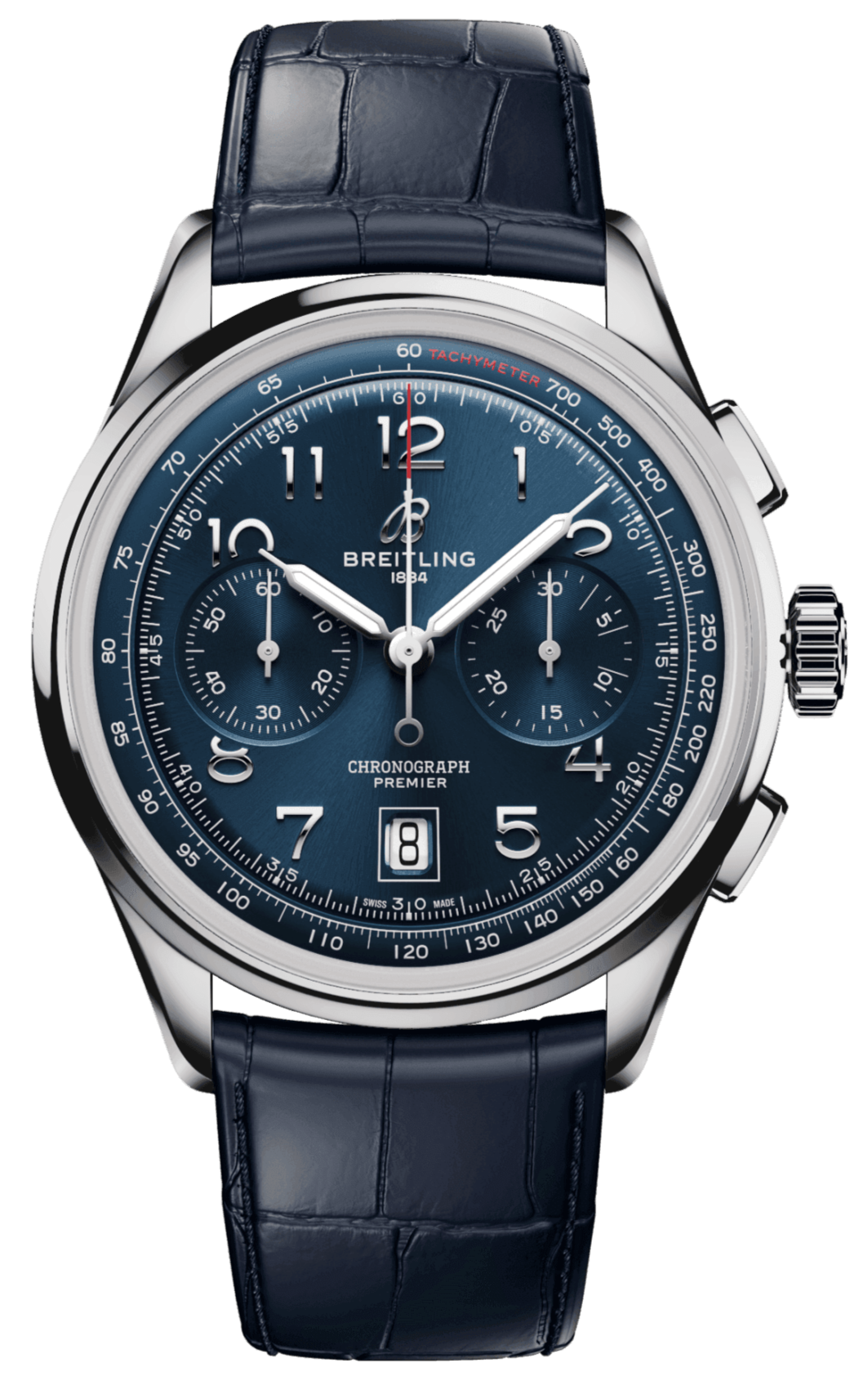 Breitling Premier B01 Chronograph 42 Blue Dial Blue Leather Strap Watch for Men - AB0145171C1P2