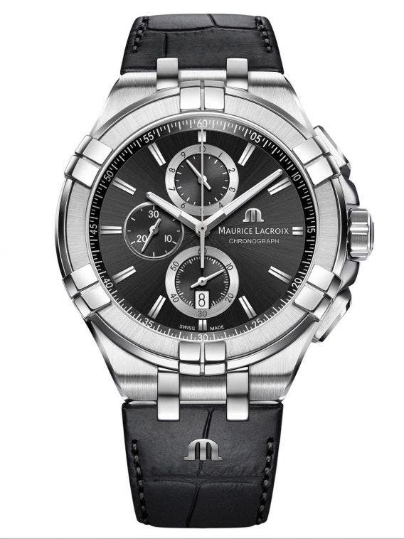  Shop Authentic Maurice Lacroix Aikon Chronograph Black Dial Black Leather Strap Watch for Men - AI1018-SS001-330-1 - Luxxuri