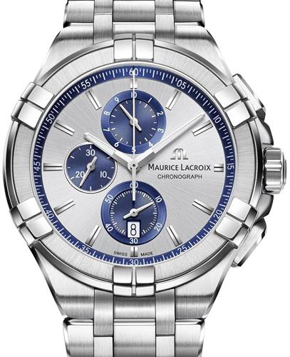  Shop Authentic Maurice Lacroix Aikon Chronograph Silver Dial Silver Steel Strap Watch for Men - AI1018-SS002-131-1 - Luxxuri