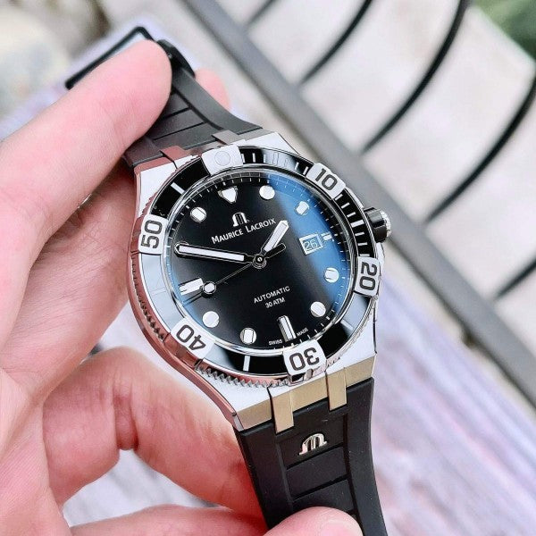  Shop Authentic Maurice Lacroix Aikon Venturer Black Dial Black Rubber Strap Watch for Men - AI6058-SS001-330-1 - Luxxuri