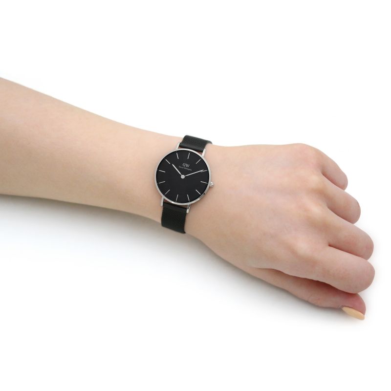  Shop Authentic Daniel Wellington Petite Ashfield Black Dial Black Mesh Strap Watch For Women - DW00100202 - Luxxuri