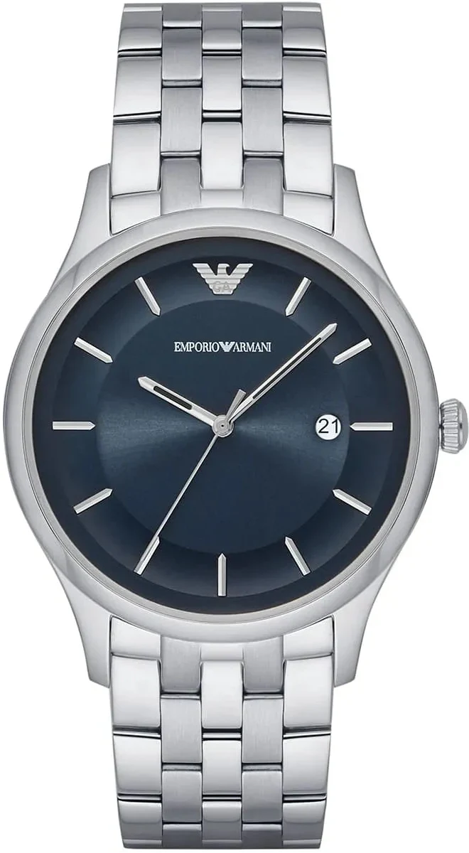 Emporio Armani Lambda Blue Dial Silver Steel Strap Watch for Men - AR11019